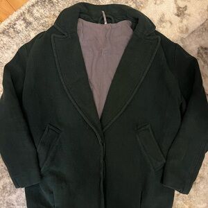 Free People Cotton Blazer Dark Green Coat
